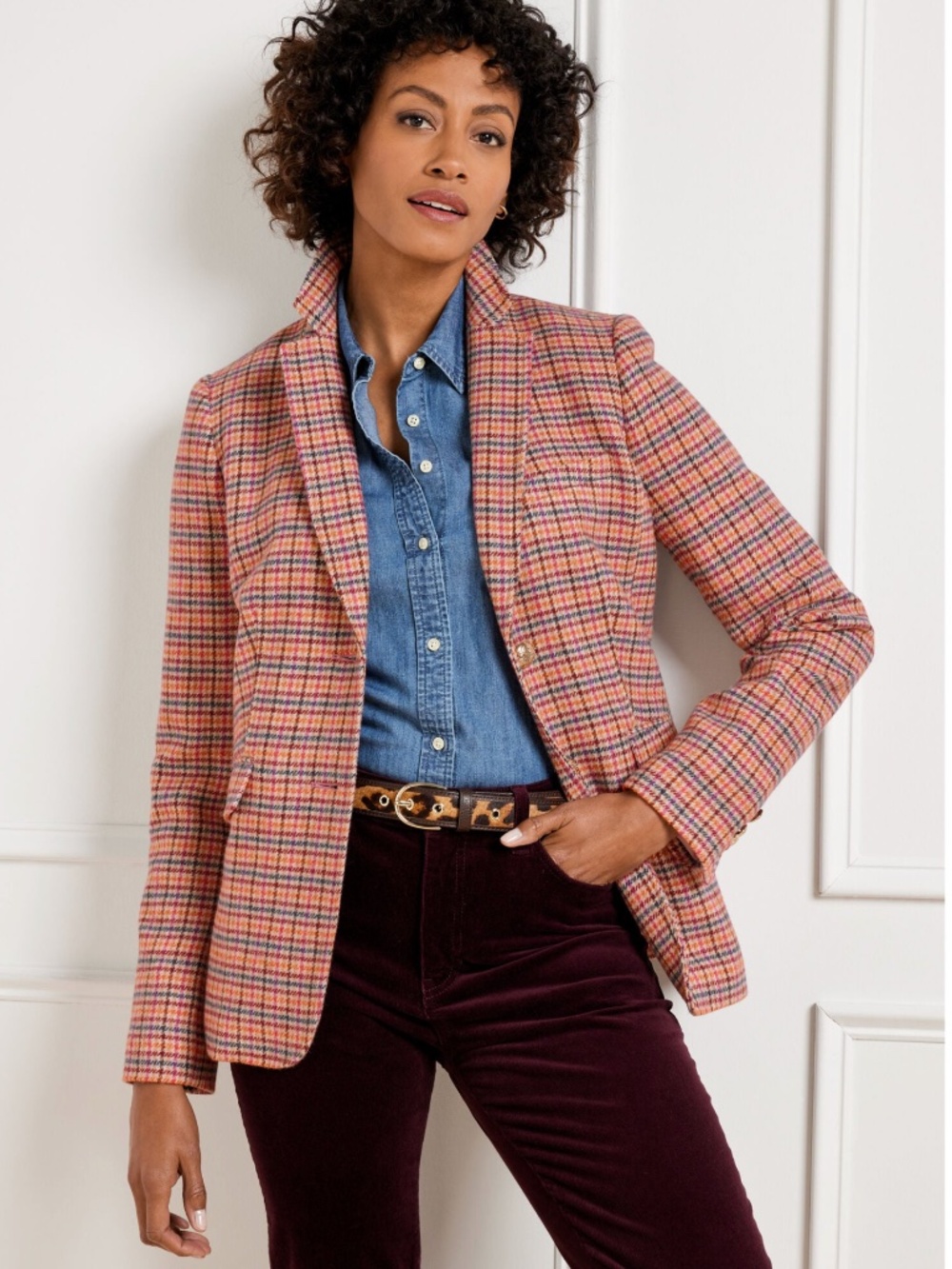 NWT Talbots Classic Shetland Wool Blend Blazer Apple Plaid Size 20W